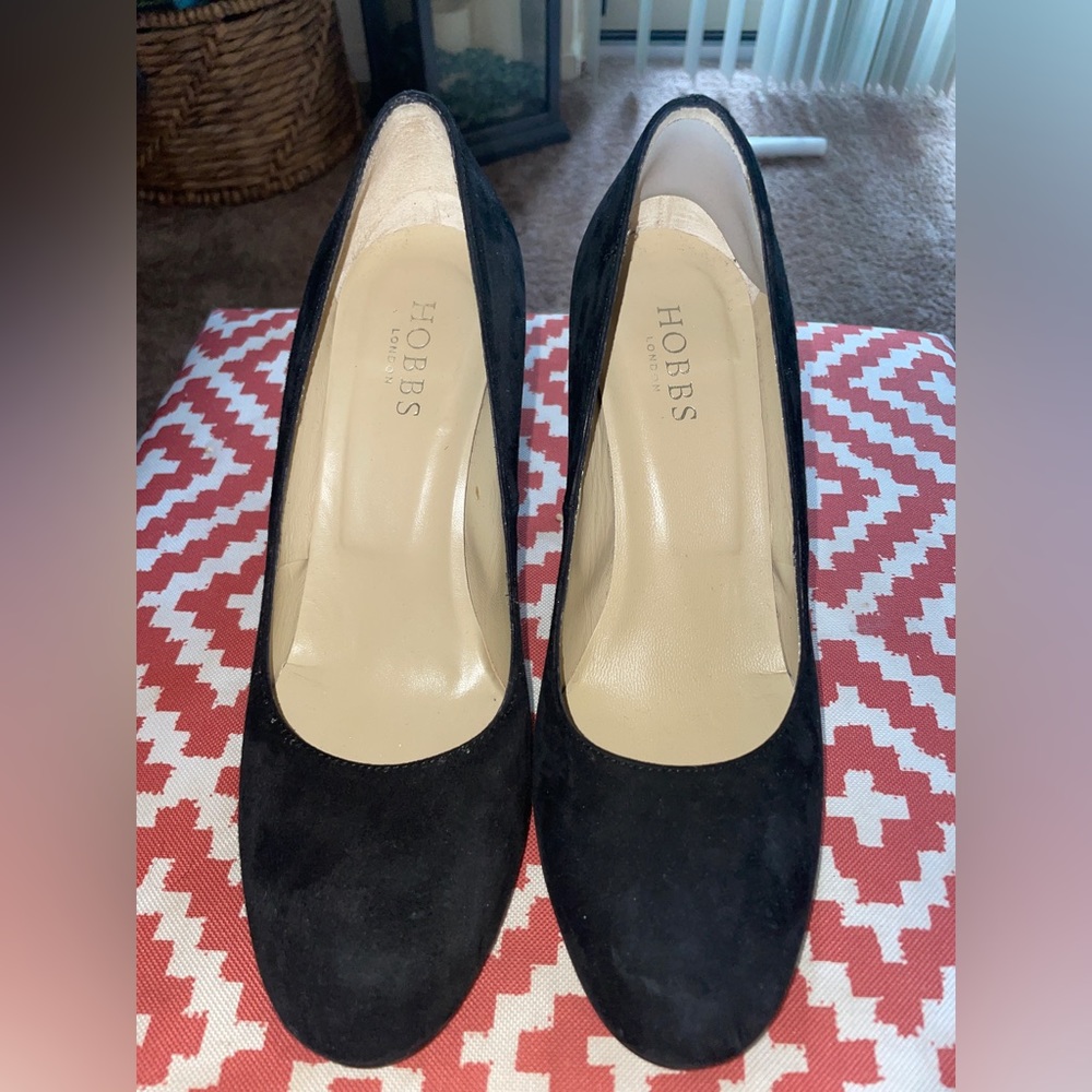 Hobbs London Black Suede Block Heels EU 37.5 US 6.5